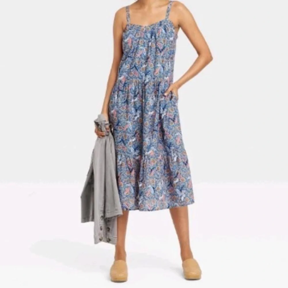 Women's Sleeveless Tiered A-Line Dress Knox Rose Blue Size 2X - Picture 1 of 10